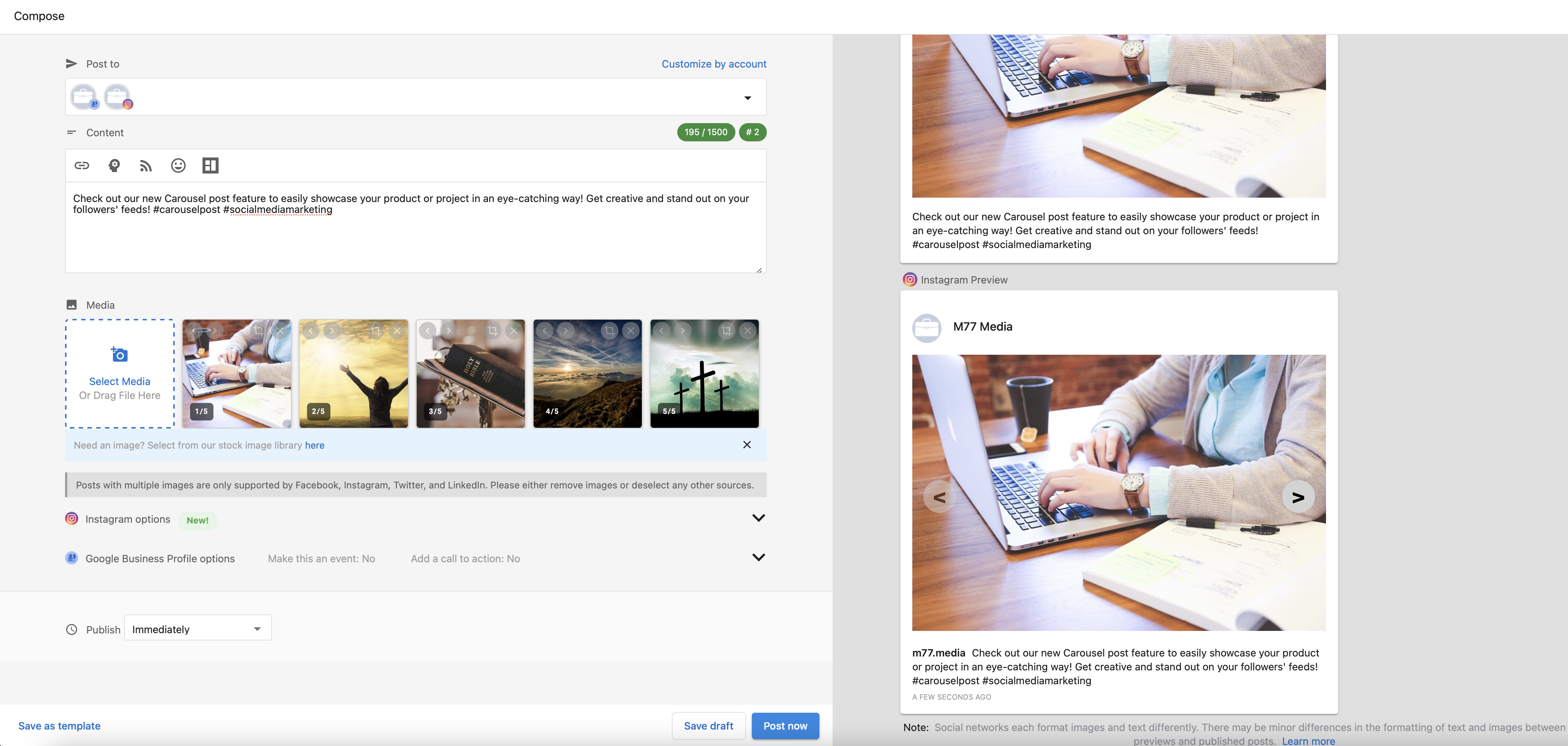 Carousel Posts: Social Media Manager